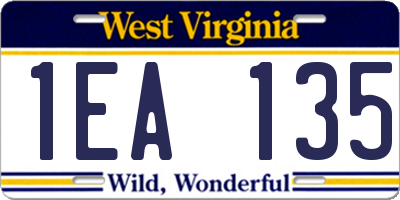 WV license plate 1EA135