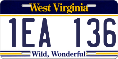 WV license plate 1EA136