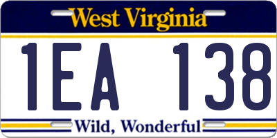 WV license plate 1EA138
