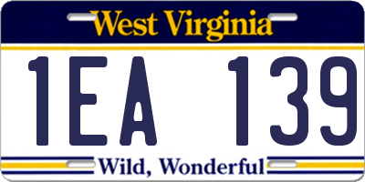WV license plate 1EA139