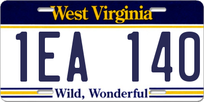 WV license plate 1EA140