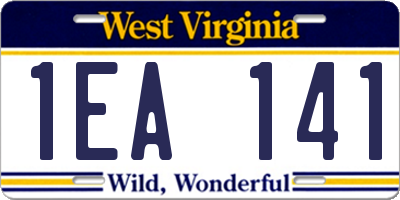 WV license plate 1EA141