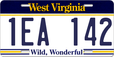WV license plate 1EA142