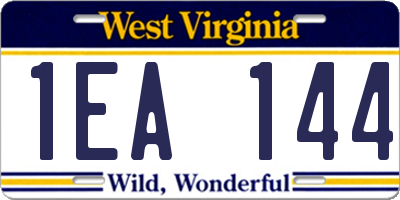 WV license plate 1EA144
