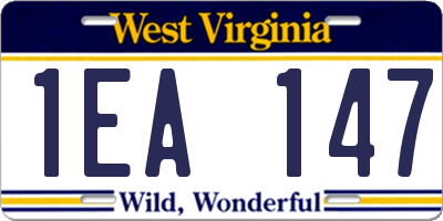 WV license plate 1EA147