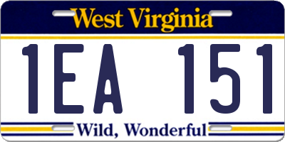 WV license plate 1EA151