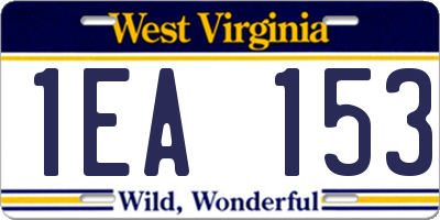 WV license plate 1EA153