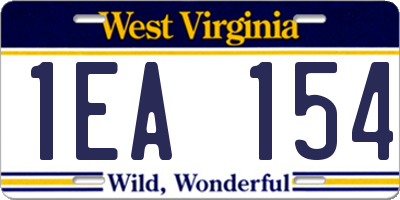 WV license plate 1EA154
