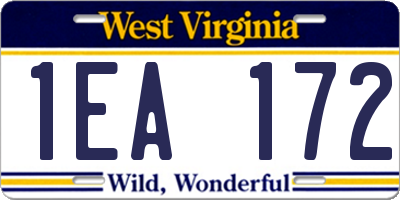 WV license plate 1EA172