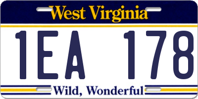 WV license plate 1EA178