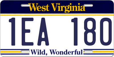 WV license plate 1EA180