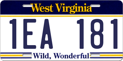 WV license plate 1EA181