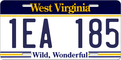 WV license plate 1EA185