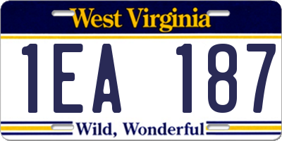 WV license plate 1EA187