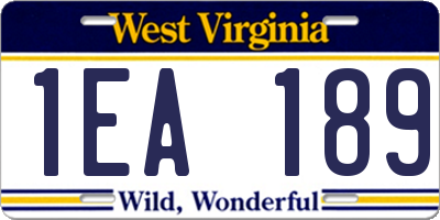 WV license plate 1EA189
