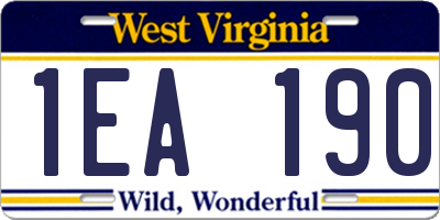 WV license plate 1EA190