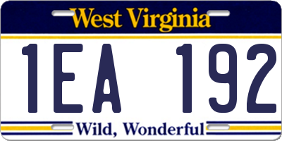 WV license plate 1EA192