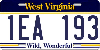 WV license plate 1EA193