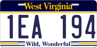 WV license plate 1EA194