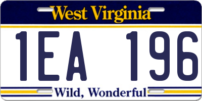 WV license plate 1EA196