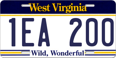 WV license plate 1EA200