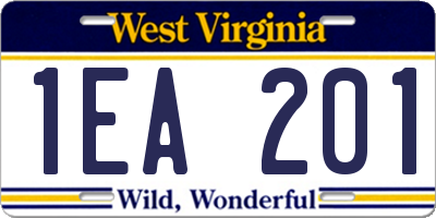 WV license plate 1EA201