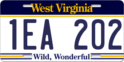 WV license plate 1EA202