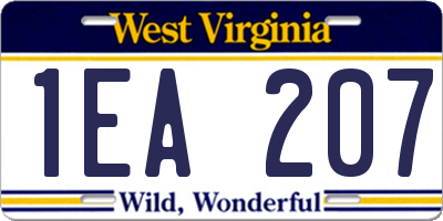 WV license plate 1EA207