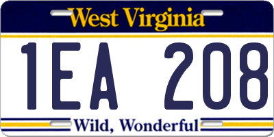 WV license plate 1EA208