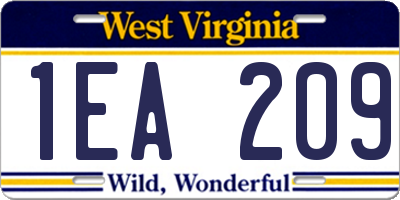 WV license plate 1EA209