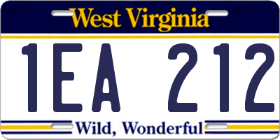 WV license plate 1EA212
