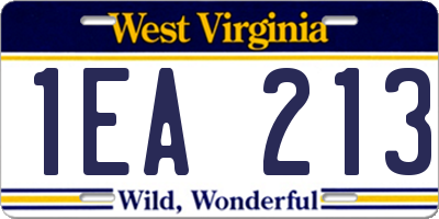 WV license plate 1EA213