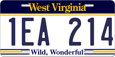 WV license plate 1EA214