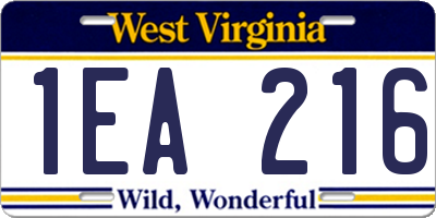 WV license plate 1EA216