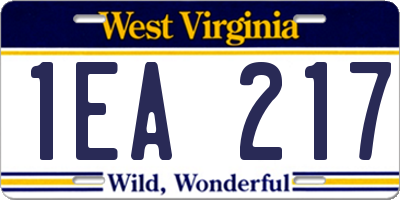 WV license plate 1EA217