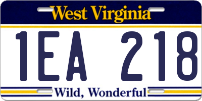WV license plate 1EA218