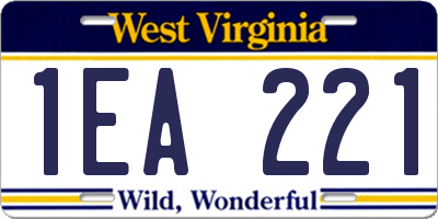 WV license plate 1EA221
