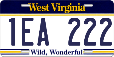 WV license plate 1EA222