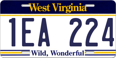 WV license plate 1EA224