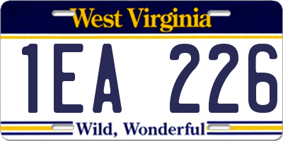 WV license plate 1EA226