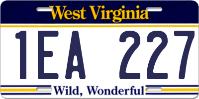 WV license plate 1EA227