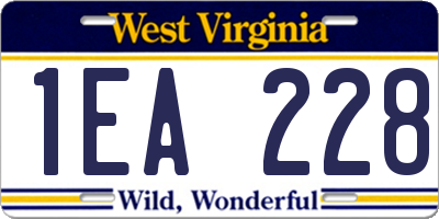 WV license plate 1EA228