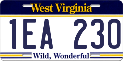 WV license plate 1EA230