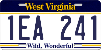 WV license plate 1EA241
