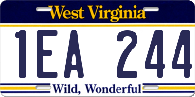 WV license plate 1EA244
