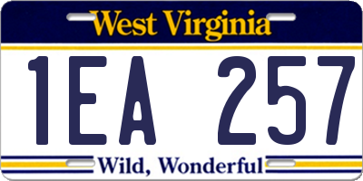 WV license plate 1EA257