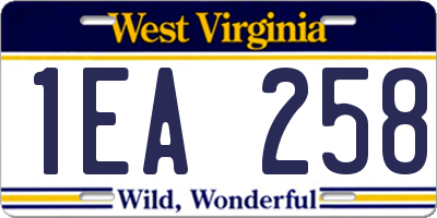 WV license plate 1EA258