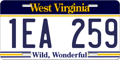 WV license plate 1EA259