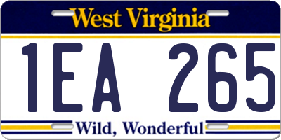 WV license plate 1EA265