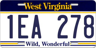 WV license plate 1EA278